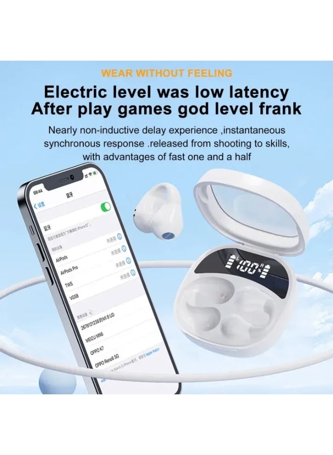 Clip-On Open Ear Wireless Earbuds - Bluetooth 5.3 TWS Headphones with Digital Display Case - Painless Wear Bone Conduction Concept - 24H Playtime & Low Latency for Gaming - IPX5 Waterproof Sports Earphones - Image 1